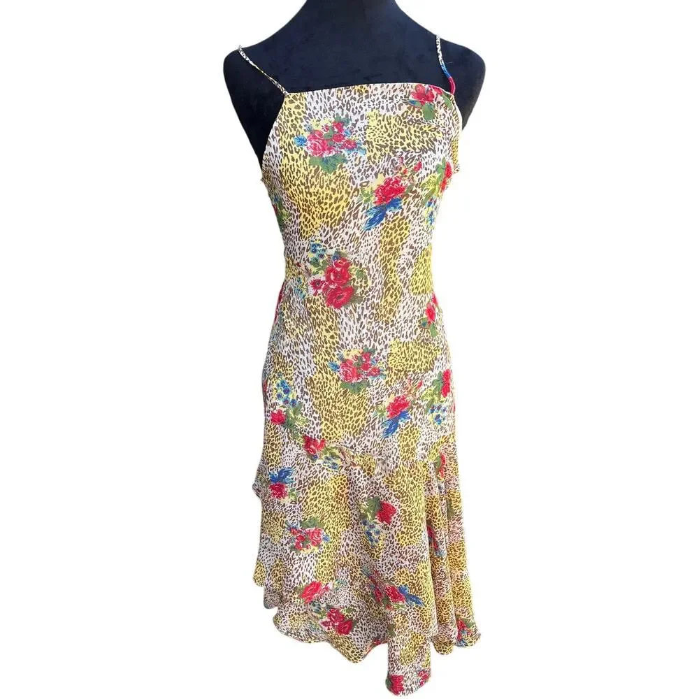 Urban Outfitters Vickie Chiffon Midi Dress Animal Floral Print XS